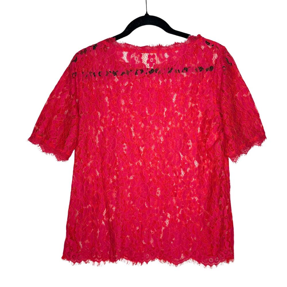 Vanessa Virginia Anthropologie Elysian Floral Lace Short Sleeve Top Small Red - Picture 8 of 8